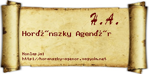 Horánszky Agenór névjegykártya